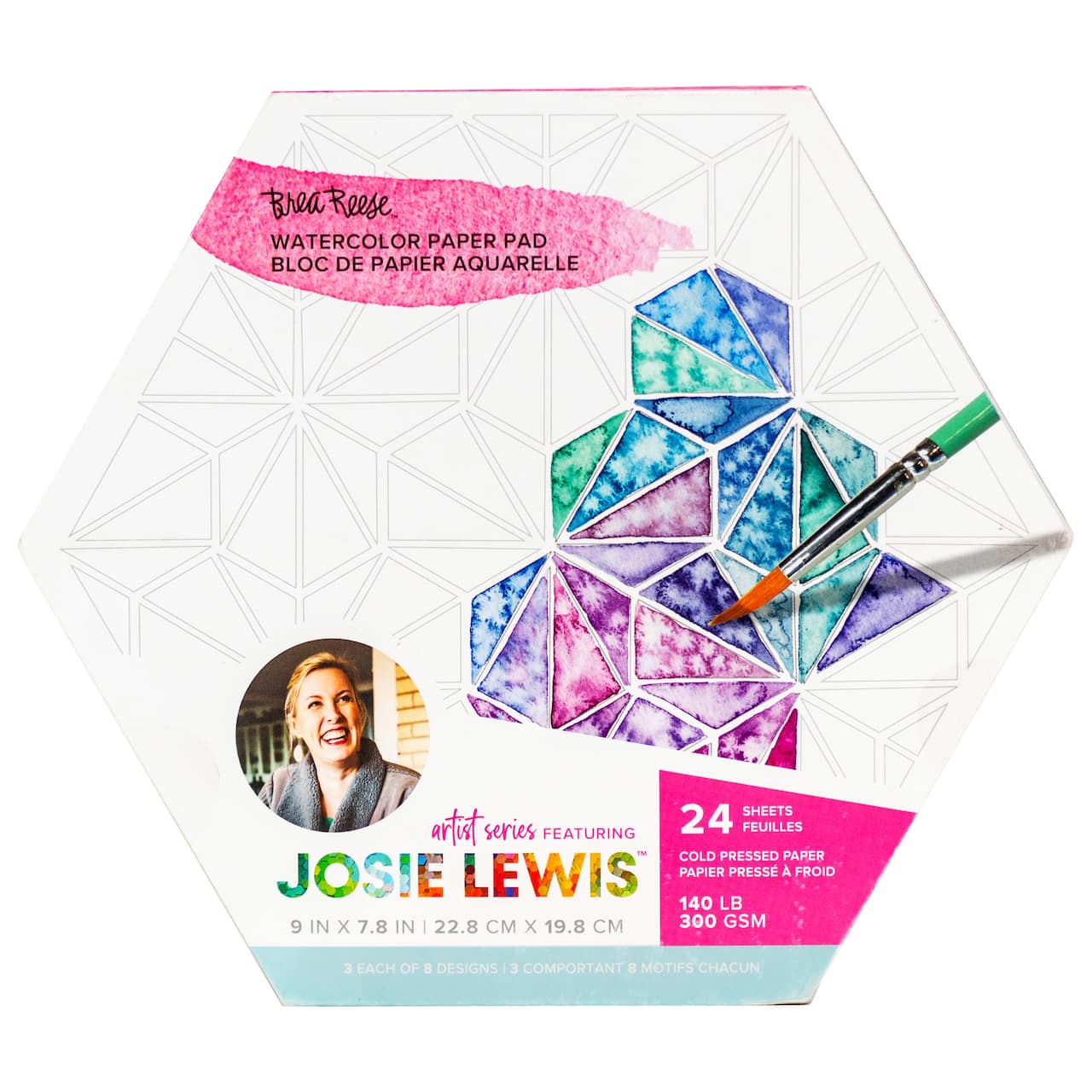 Brea Reese™ Josie Lewis™ Hexagon Watercolor Paper Pad, 9 x 7.8